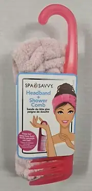 Spa Savvy Headband & Shower Comb Duo - Light Pink