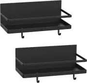 Thipoten Magnetic Spice Rack, Strong Shelf with 2 Removable Black