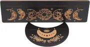 1 Set Wooden Tarot Card Stand Holder Moon Tray Crystal Display Stand Moon Phase Tarot Card Altar Holder Stones Storage Organizer Box Witch Divination Tools Black