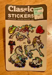 Vintage 1980 Decal Specialties PRISM Sticker Hearts UNICORNS Bows Vending SEALED