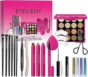 Eye Makeup Kit - Makeup Set For Women | Beginner Makeup Kit | Professional Eyes Make Up Kits | Mascara | Eyeshadow Palette | Eyelash Curler | Brow Stamp Stencil | Eyeshadow Brush And More