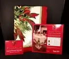 Jacquard Printed Christmas Oblong Tablecloth "The Ribbon" 52"x70 Festive Greens
