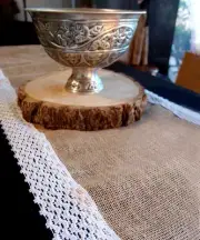 Natural Burlap Jute & WHITE Lace Table Runner - 12 1/2" X 108"