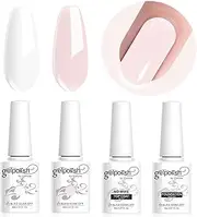 Vishine 4Pcs French Manicure Nail Gek UV LED Gel Nail Polish Long-lasting French White Rose Pink Nail Gel Colors Kit 4 Colors 8ml Set
