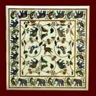 2' White Marble Side Table Top Floral Inlay Arts Semi Precious Stone Work