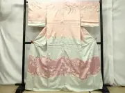 Phoenix Flower Kimono Pure Silk Gold Pattern Elegant Used M530