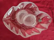 GORHAM CRYSTAL Fall Traditions HARVEST BOUNTY Acorn CHIP AND DIP 17 1/2" - NIB!