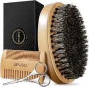 BFWood Beard Brush, Beard Comb & Mustache Scissors Grooming Kit for Men