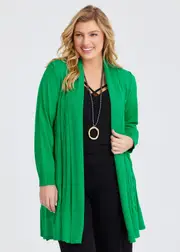 [TS] Taking Shape Lettuce Edge Bamboo Knit Cardigan Size 18 in Jewel Green - Plus Size Women's Clothing Jewel Green