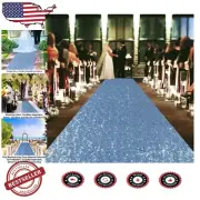 Stunning 4x15 Feet Baby Blue Sequin Aisle Runner for Bridal Showers & Receptions
