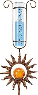 MUMTOP Rain Gauge Outdoor Freeze Proof, 34 Inch Large Number Solar Lights Sun Water Gauge for Lawn, Yard and Garden