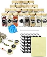 AVITONG 24 Pcs Minimalist Rustic Spice Jars - 120 Ml Glass Spice Jars with Bamboo Lids, Collapsible Funnel, Seasoning Storage Bottles for Spice Rack, Cabinet, Drawer