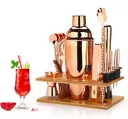 Cocktail Shaker Making Set - 16pcs Bartender Kit Eco Bamboo Stand