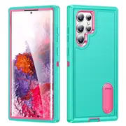 Shockproof Protective Samsung Galaxy S22 Ultra with Stand - Green and Pink