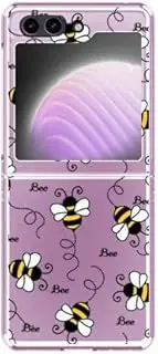 [Peachy Life] Samsung Galaxy Z Flip 5 Case, Women Girls Fashionable Cute Bee Pattern Fun Cartoon Animal Style PC Protective Clear Case Compatible with (Bee Style),(PL-2874)
