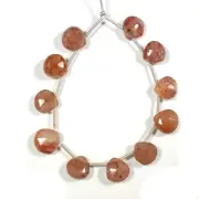 Genuine A++ Red Strawberry Quartz Faceted Heart Gemstone 5" Untreated Beads
