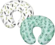 GOSTONG Palm Leaves Print Nursing Pillow Cover 2 Packs for U-Shaped Feeding Pillow Covers Breastfeeding Pillow Slipcover with Hidden Zipper Dsign Soft and Eco-Friendly