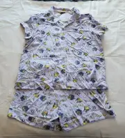 Harry Potter Ladies Lilac Printed 2 Piece Button Up Pyjama Set Size 16 New