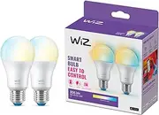 WiZ Tunable White [E27 Edison Screw] Smart Connected WiFi Frosted Light Bulb 2 Pack. 60W Warm to Cool White Light, App Control for Home Indoor Lighting, Livingroom, Bedroom