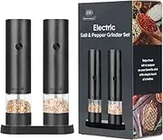 Automatic Salt and Pepper Grinder Set - Rechargeable Salt Pepper Mill Grinder with LED Light,Automatic Grinder Bottle, Adjustable Coarsene Salt Chili Grinder for Kitchen BBQ