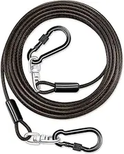 Heavy Duty Dog Tie Out Cable for Outside,30FT Dog Runner Cable with Swivel Hook up to 300lbs,Small-Large Dogs Leash&Chains for Yard,Rust Proof Dogs Lead Line for Outdoor Camping (Black, 30FT)
