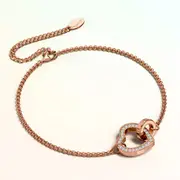 Rose Gold Interlocking Heart and Ring Bracelet Embellished with SWAROVSKI® Crystals