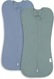 Comfy Cubs Swaddle Blanket Baby Girl Boy Easy Zipper Wrap 2 Pack Newborn Infant Sleep Sack (Small 0-3 Months, Nomadic Blue, Azul)