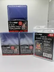 Ultra Pro 3X4 Thick Toploaders 120pt Point 3 Packs of 10 AND 100 Thick Sleeves