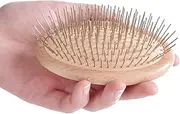 KELANYIS Hair Brush, Steel Needle, Mini, Massages Scalp, Travels Easy, All Hair Types, Unisex, 1.0 Count, GI, Oblong, Metal, Wood, Rubber