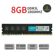 Crucial 8GB DDR3L 1866MHz PC3L-14900U 1.35V 240Pin DIMM Desktop Memory SDRAM BT