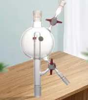 Lab glass solvent distillation head lab still adapter 500ml PTFE stopcock