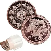 Katy Craig 10 x 1oz 2024 Chinese Year of the Dragon Copper Rounds 999 Fine Bullion Supplied in Tub