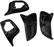 Car Rearview Mirror Cover Cap Side Mirror Frame Trim With Base Compatible For BMW 3 5 Series G20 2018-2024 G30 Glossy Black