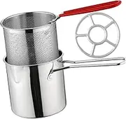 iplusmile 1Set Deep Fryer Basket Stainless Steel Fry Pot with Long Handle for Easy Operation for Chips Onion Rings Chicken Kitchen Frying Kit