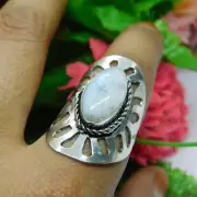 Rainbow Moonstone Ring Size 8 Gemstone 925 Sterling Silver Handmade Jewelry