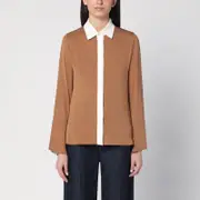 [Max Mara] Camel silk colour-block shirt 40 IT Beige