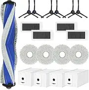 Pack of 19 Accessories for Ecovacs Deebot X5 Pro, X5 Omni Vacuum Cleaner Robots, 1 Main Brush, 4 HEPA Filters, 4 Dust Bags, 4 Wipes, 6 Side Brushes Replacement Set