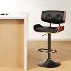 Artiss Kitchen Bar Stools Gas Lift Stool Chairs Swivel Barstool Leather Black x1