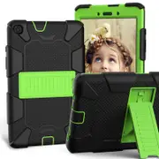 Silicone+PC Case 3-Layer Anti-fall Protective Cover Tablet Stand For Samsung Galaxy Tab A 8 inch T290(2019)-7black olivia