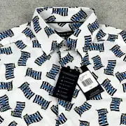 Stone Rose Button Up Collar Shirt White Lobster Print Tech Mens Medium Dresswear
