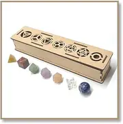7 Chakra Sacred Geometry Set Platonic Solids Shungite Gemstone Crystal Geometry Set 7 Pcs Geometry Beautiful Gift With Wooden Box 15-20MM