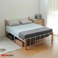 在飛比找momo購物網優惠-【RICHOME】莉比5呎雙人床/雙人床架/鐵床/鐵管床架(