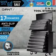 Giantz 17 Drawer Tool Box Chest Cabinet Trolley Toolbox Garage Lockable Storage