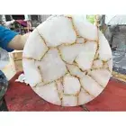 White Agate Coffee Table Top, Stone Center Kitchen Top, Living Room Furniture