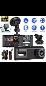 Car Dual Lens Dash Cam HD 1080P Front/Rear/Inside Video Recorder Camera G-Sensor