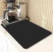 Coffee Mat - Coffee Bar Mat for Countertops | Coffee Bar Accessories Fit Under Coffee Maker Espresso Machine | Absorbent Hide Stain Rubber Backed Dish Drying Mat for Kitchen Counter | 16"x24" (Black)