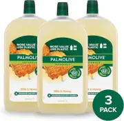 Palmolive Naturals Liquid Hand Wash Soap 3L (3 X 1L Packs), Milk and Honey Refil