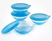 NEW tupperware sheerly elegant 4 pc xs bowl set sheer and azure Blue FreeShippin