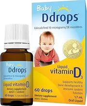 Baby Ddrops Infant Vitamin D3 Drops-Supports Healthy Bone and Teeth Development and Immune System Function. No Preservatives, No Sugar, Non-GMO