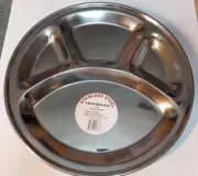 Stainless Steel Round Divided Dinner Plate 4 Sections 13.25"